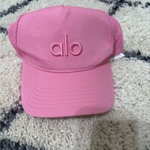 Alo pink trucker hat